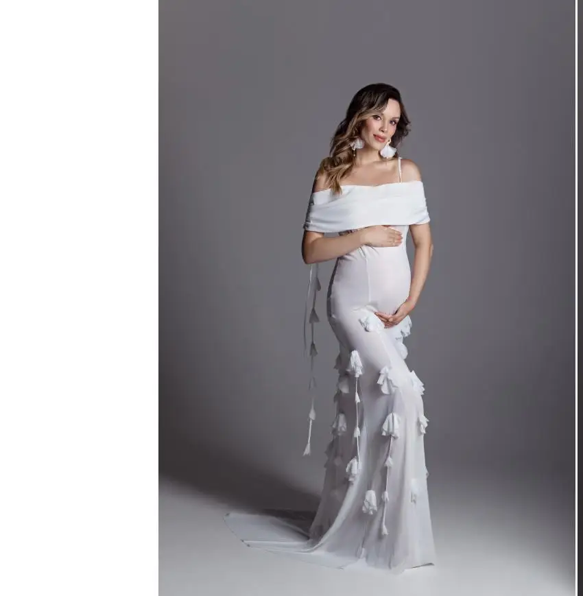 High-Grade White Off Shouder Maternity Dresses 3D Flowers Illusion Mermaid Long Gravida Photoshoot Dress Babyshower Party Gown
High-Grade White Off Shouder Maternity Dresses 3D Flowers Illusion Mermaid Long Gravida Photoshoot Dress Babyshower Party Gown
