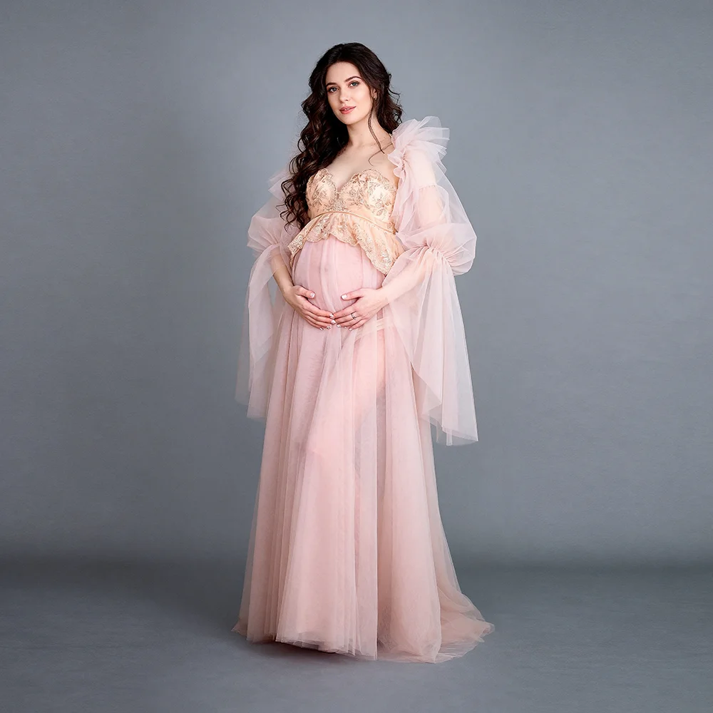 Maternity Dress Photoshoot with Puffy Tulle Sleeves Sweetheart Off-the-Shoulder Lace Bustier Dress for Pregnant Women YW6583D
Maternity Dress Photoshoot with Puffy Tulle Sleeves Sweetheart Off-the-Shoulder Lace Bustier Dress for Pregnant Women YW6583D
