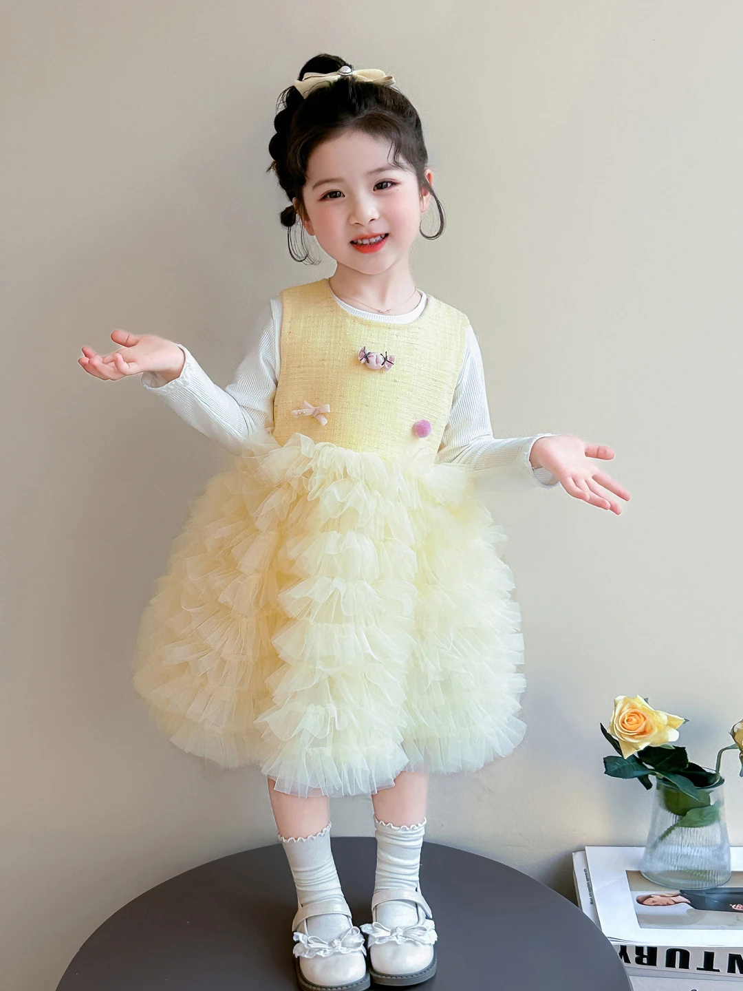 Girls Spring Autumn Long Sve Me Dr Two Piece Set Candy Color Splicing Princ Gown round Neline mid Length Skirt
Girls Spring Autumn Long Sve Me Dr Two Piece Set Candy Color Splicing Princ Gown round Neline mid Length Skirt