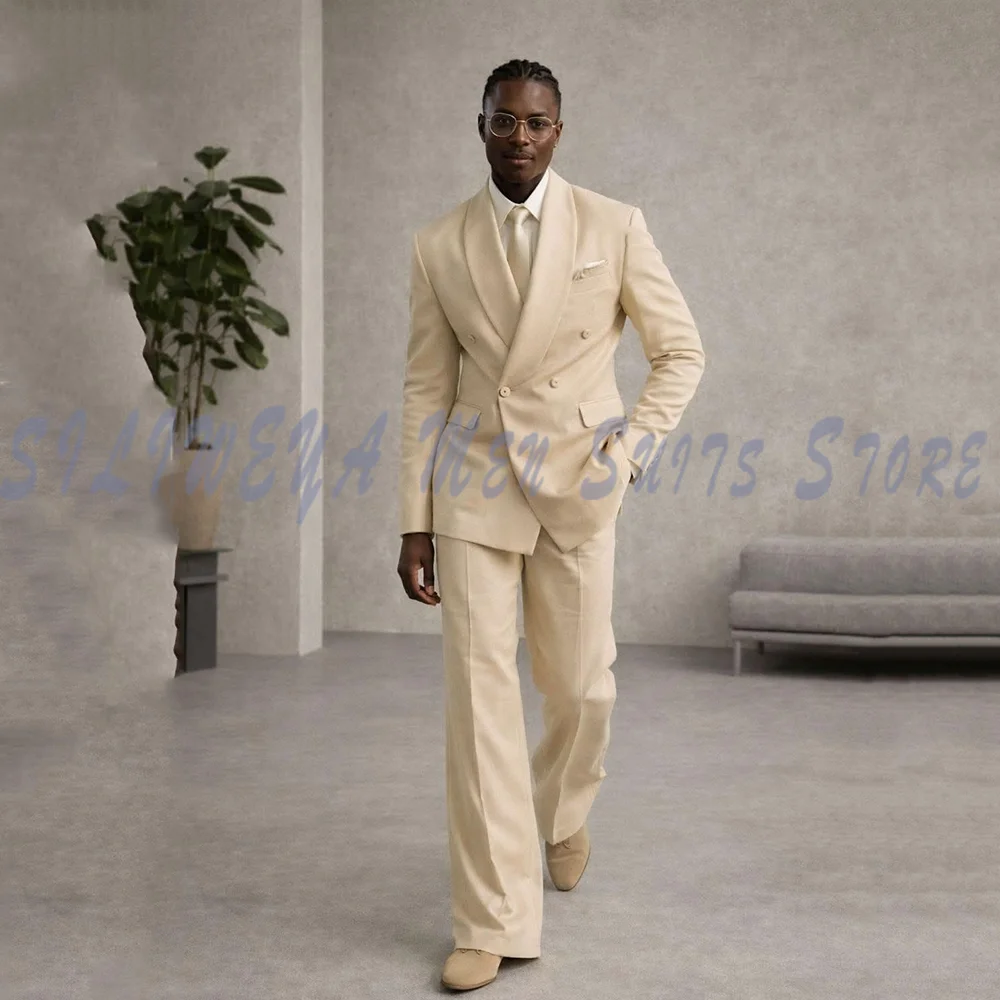 Fashion Men Suits 2 Pieces Jacket Pant High Quality Double Breasted Blazer Set Formal Occasion Shawl Lapel Customize Suit
Fashion Men Suits 2 Pieces Jacket Pant High Quality Double Breasted Blazer Set Formal Occasion Shawl Lapel Customize Suit