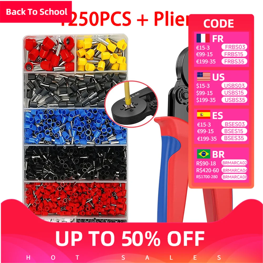 1250pcs Crimping Pliers Kit Tubular Terminal HSC8 6-4 Crimper Wire Mini Ferrule Crimper Hand Tools Household Electrical Kit
1250pcs Crimping Pliers Kit Tubular Terminal HSC8 6-4 Crimper Wire Mini Ferrule Crimper Hand Tools Household Electrical Kit
