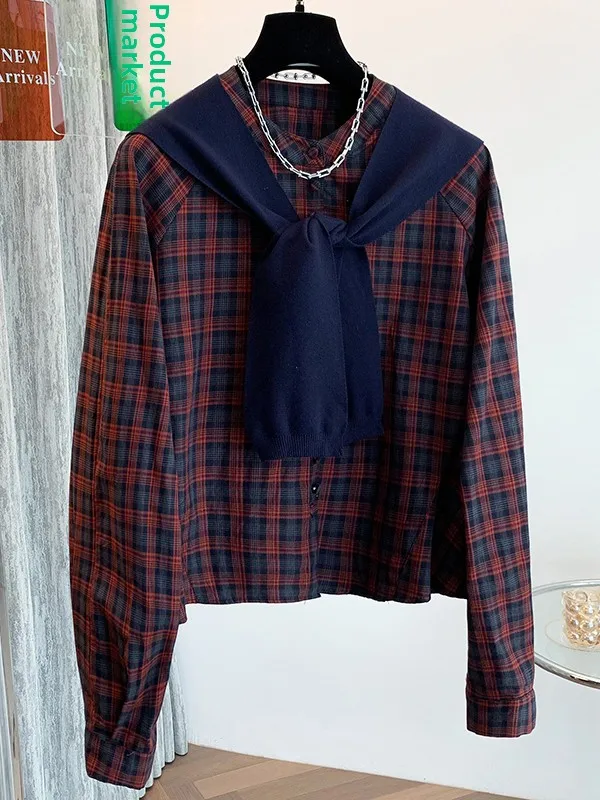 Korean Japanese High-End Color Blo Plaid Women's irt Autumn Large Size Faionable Versatile Youthful Top Quali Fabric
Korean Japanese High-End Color Blo Plaid Women's irt Autumn Large Size Faionable Versatile Youthful Top Quali Fabric