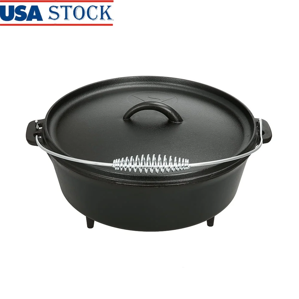 Pre-Seasoned Nonstick Cast Iron Dutch Oven 5qt with Spiral Bail Handle Camping Stovetop Oven Cooking Durable Versatile Kitchen
Pre-Seasoned Nonstick Cast Iron Dutch Oven 5qt with Spiral Bail Handle Camping Stovetop Oven Cooking Durable Versatile Kitchen