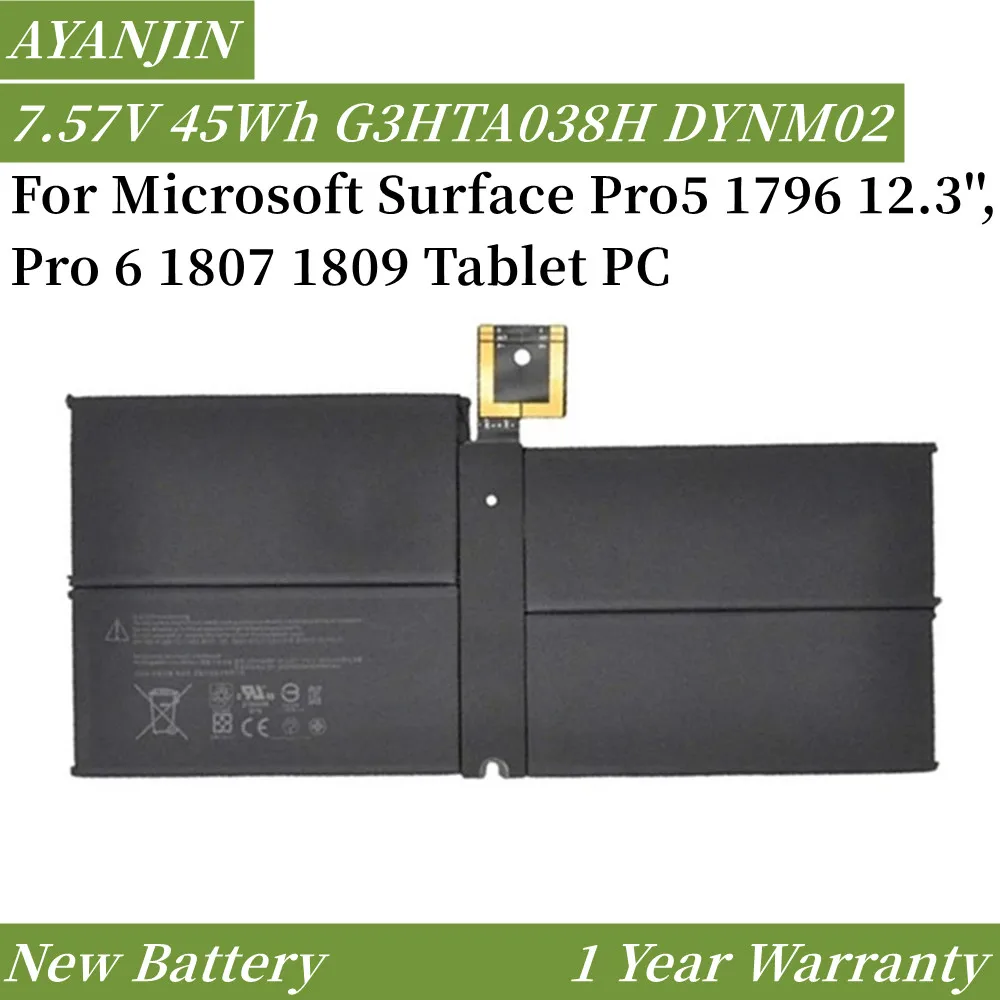 DYNM02 G3HTA038H Laptop Battery For Microsoft Surface Pro 5 1796,Pro 6 1807 1809 12.3'' Series Tablet 7.57V 5940mAh
DYNM02 G3HTA038H Laptop Battery For Microsoft Surface Pro 5 1796,Pro 6 1807 1809 12.3'' Series Tablet 7.57V 5940mAh