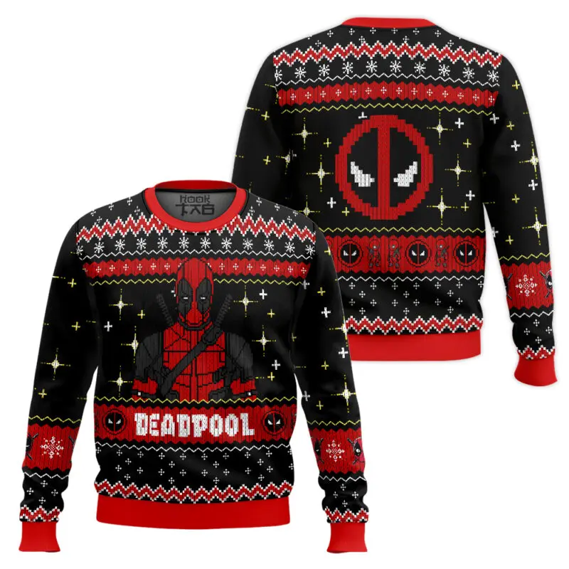 Новый зимний рождественский уродливый свитер Marvel Superhero Deadpool, черный, красный, снежинка, звезды, праздничная вечеринка, повседневная уличная одежда
Новый зимний рождественский уродливый свитер Marvel Superhero Deadpool, черный, красный, снежинка, звезды, праздничная вечеринка, повседневная уличная одежда