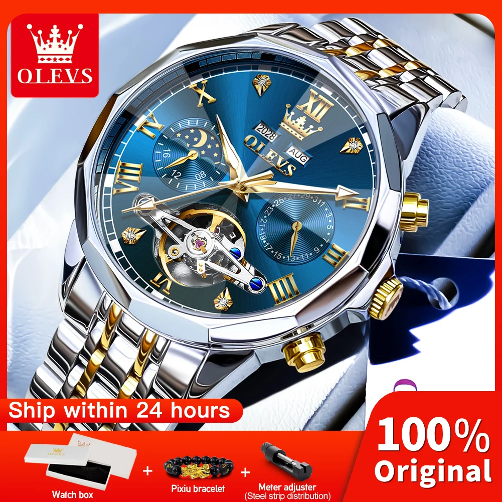 OLEVS 6620 Mens Watch Luxury Skeleton Automatic Mechanical Watch Waterproof Luminous Moon Phase Watch With Box Gifts Original
OLEVS 6620 Mens Watch Luxury Skeleton Automatic Mechanical Watch Waterproof Luminous Moon Phase Watch With Box Gifts Original