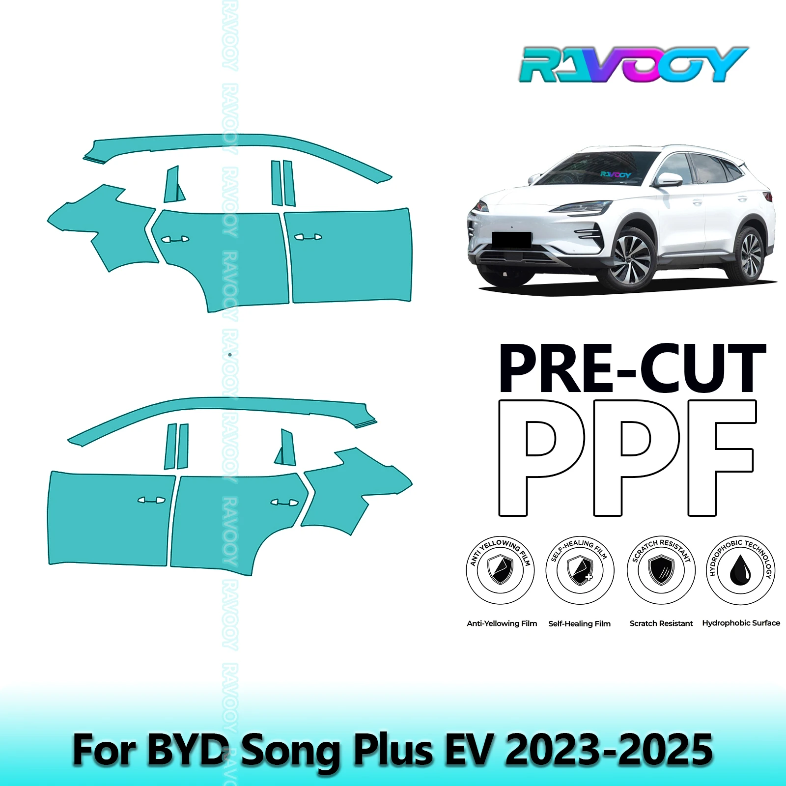 For BYD Song Plus EV 2023-2025 8.5mil Clear Matte Pre-Cut PPF Door & A/B Pillar Kit TPU Paint Protection Film Set
For BYD Song Plus EV 2023-2025 8.5mil Clear Matte Pre-Cut PPF Door & A/B Pillar Kit TPU Paint Protection Film Set