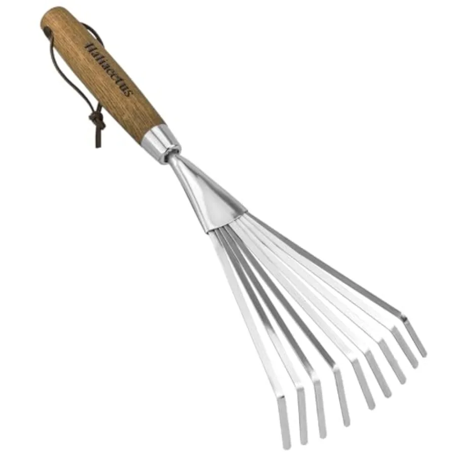 Garden Hand Rake, 14.6'' Small Rake for Tight Areas, 9 Tines Stainl Steel Garden Rake with Ergonomic Wood Handle for Clearing L
Garden Hand Rake, 14.6'' Small Rake for Tight Areas, 9 Tines Stainl Steel Garden Rake with Ergonomic Wood Handle for Clearing L
