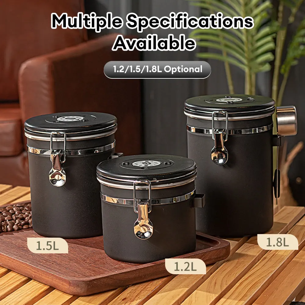 1.2/1.5/1.8L Coffee Beans Storage Container Stainless Steel Self Lock Airtight Coffee Beans Storage Container with Measure Spoon
1.2/1.5/1.8L Coffee Beans Storage Container Stainless Steel Self Lock Airtight Coffee Beans Storage Container with Measure Spoon