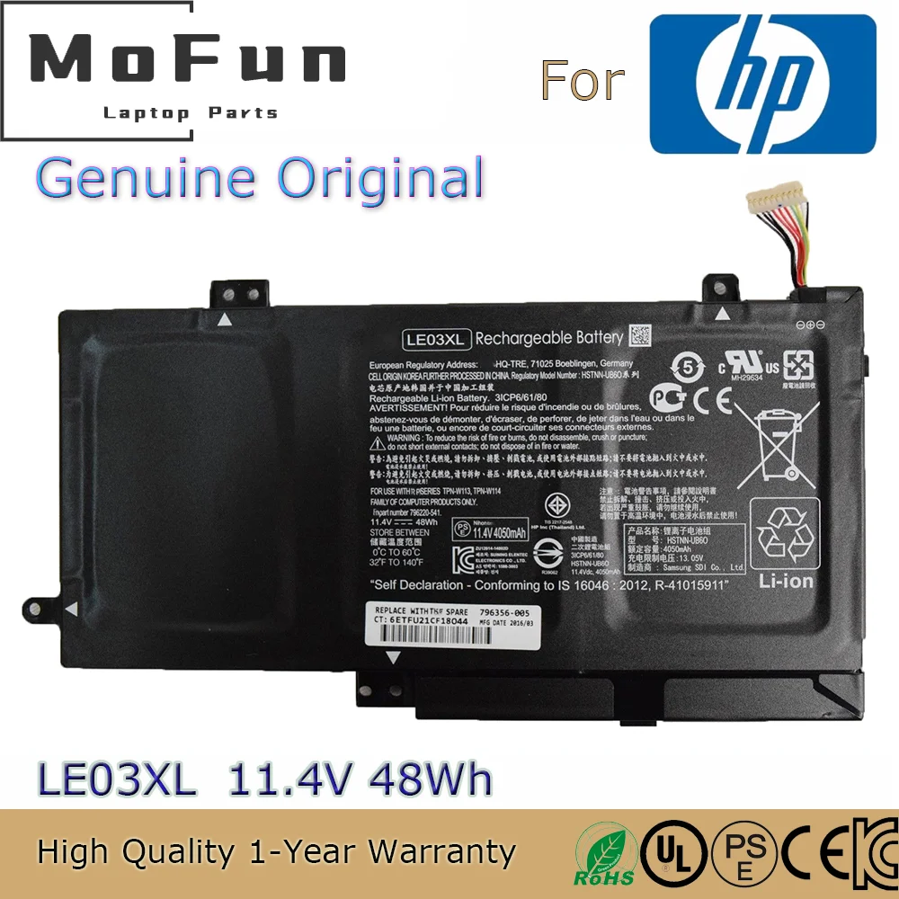 Новый оригинальный аккумулятор LE03XL для ноутбука HP Pavilion X360 13-S 15-BK 15-вт
Новый оригинальный аккумулятор LE03XL для ноутбука HP Pavilion X360 13-S 15-BK 15-вт
