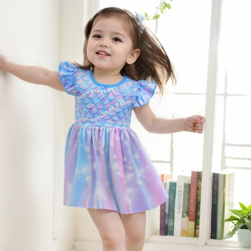 Kids Little Mermaid Princess Dress Summer Short Sleeve Sweet Cute Pink Blue Round Neck Fish Scale Printing Party Vestidos Dress
Kids Little Mermaid Princess Dress Summer Short Sleeve Sweet Cute Pink Blue Round Neck Fish Scale Printing Party Vestidos Dress