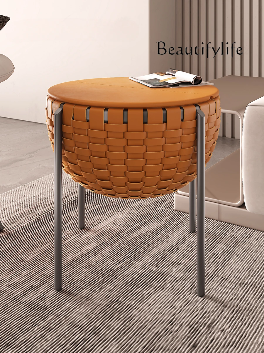 Italian Light Luxury Saddle Leather Braided Coffee Table Modern Minimalist Living Room Stainless Steel Creative Corner Table
Italian Light Luxury Saddle Leather Braided Coffee Table Modern Minimalist Living Room Stainless Steel Creative Corner Table
