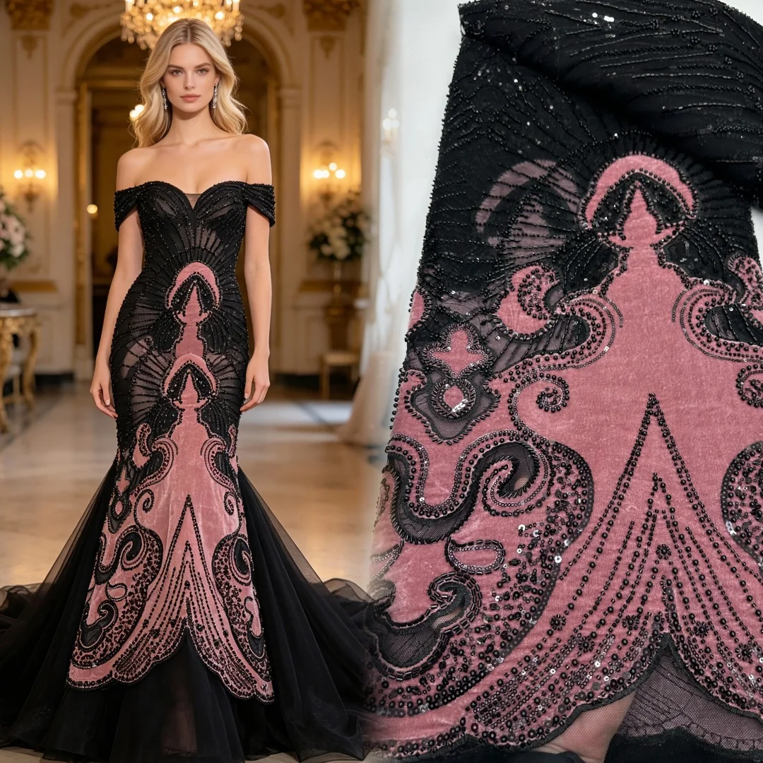 New Design 3D African Beaded Lace Fabric 2026 High-Quality French Sequin Tulle Lace Fabric for Nigerian Wedding Gown Sewing
New Design 3D African Beaded Lace Fabric 2026 High-Quality French Sequin Tulle Lace Fabric for Nigerian Wedding Gown Sewing