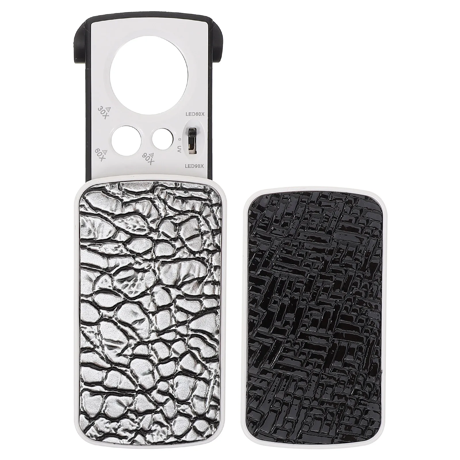 2pcs Jewelry Magnifier With Led Light Portable Magnifying Glass For Gems Loupe Handheld Microscope Small Lightweight Lens For