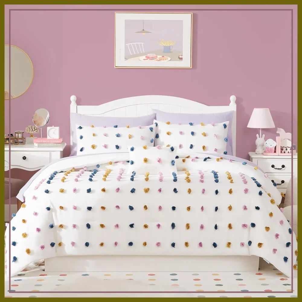 6-Piece Twin Comforter Set with Pom Tufted Design, Includes Sheets, Pillowcases & Shams, All Season Bedding
6-Piece Twin Comforter Set with Pom Tufted Design, Includes Sheets, Pillowcases & Shams, All Season Bedding