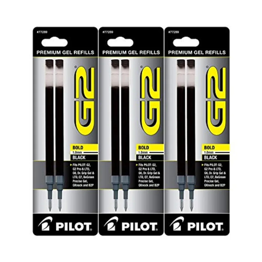 G2 Gel Ink Pen Refills, Bold Point, 1.0mm, Black Ink, 6 Refills
G2 Gel Ink Pen Refills, Bold Point, 1.0mm, Black Ink, 6 Refills