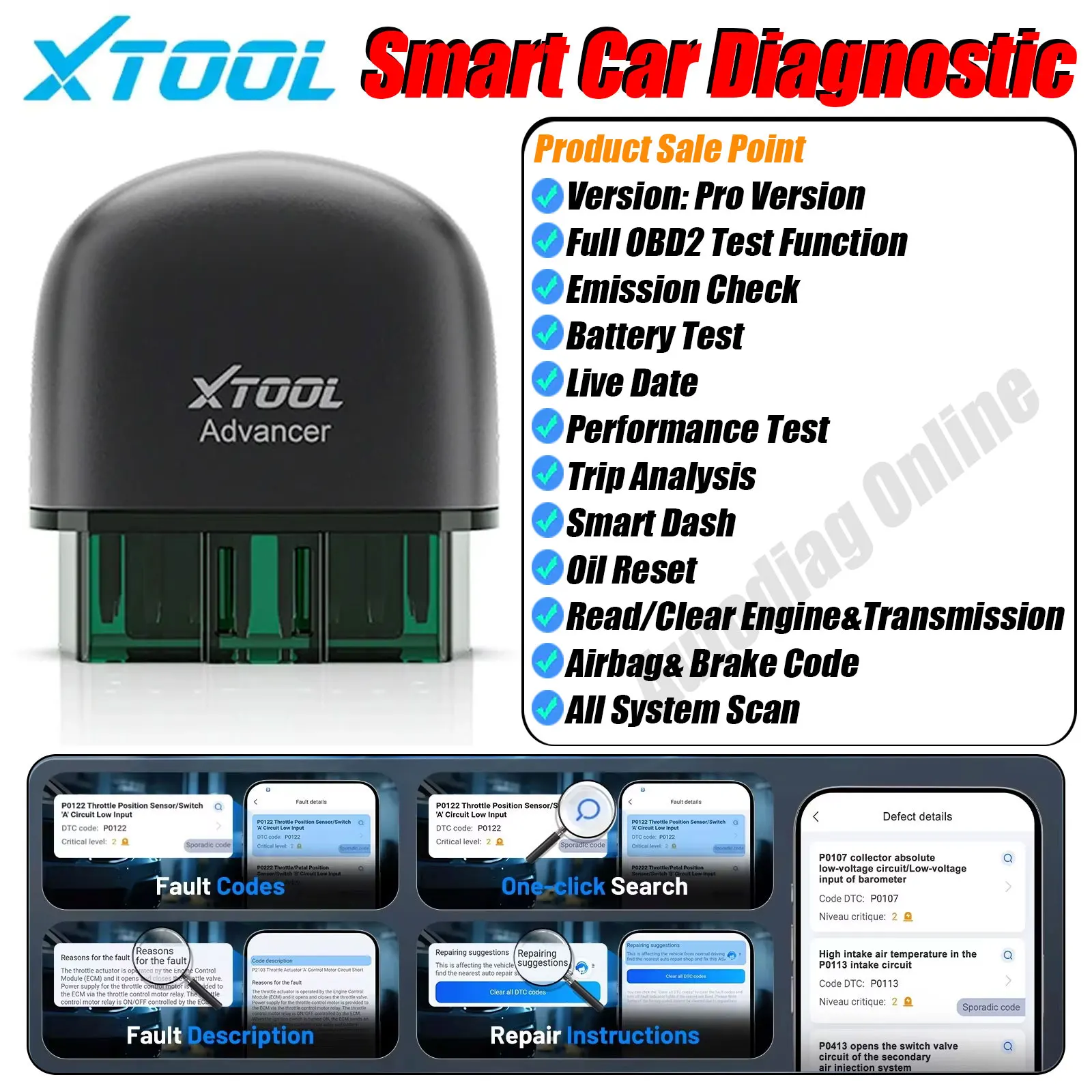 Автосканер XTOOL AD20PRO для диагностики автомобилей, полная система OBD2, Bluetooth-сканер, сброс масла, тесты аккумулятора, считыватель кодов, пожизненные бесплатные обновления
Автосканер XTOOL AD20PRO для диагностики автомобилей, полная система OBD2, Bluetooth-сканер, сброс масла, тесты аккумулятора, считыватель кодов, пожизненные бесплатные обновления
