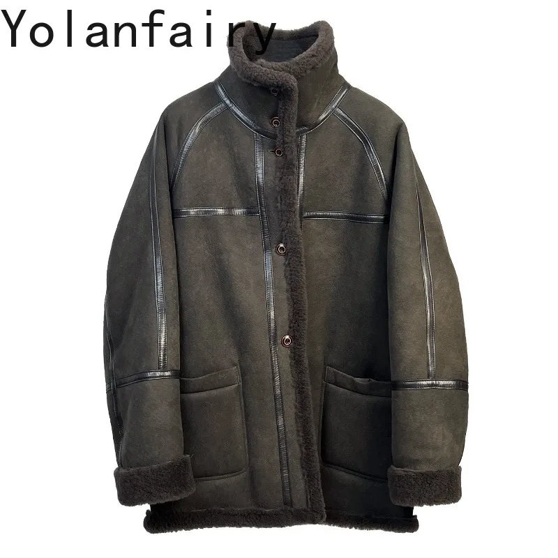 YOLANFAIRY Натуральная шуба из овчины мериноса, женская зимняя куртка средней длины из натуральной кожи, двусторонняя шуба из натурального меха, Casaco
YOLANFAIRY Натуральная шуба из овчины мериноса, женская зимняя куртка средней длины из натуральной кожи, двусторонняя шуба из натурального меха, Casaco