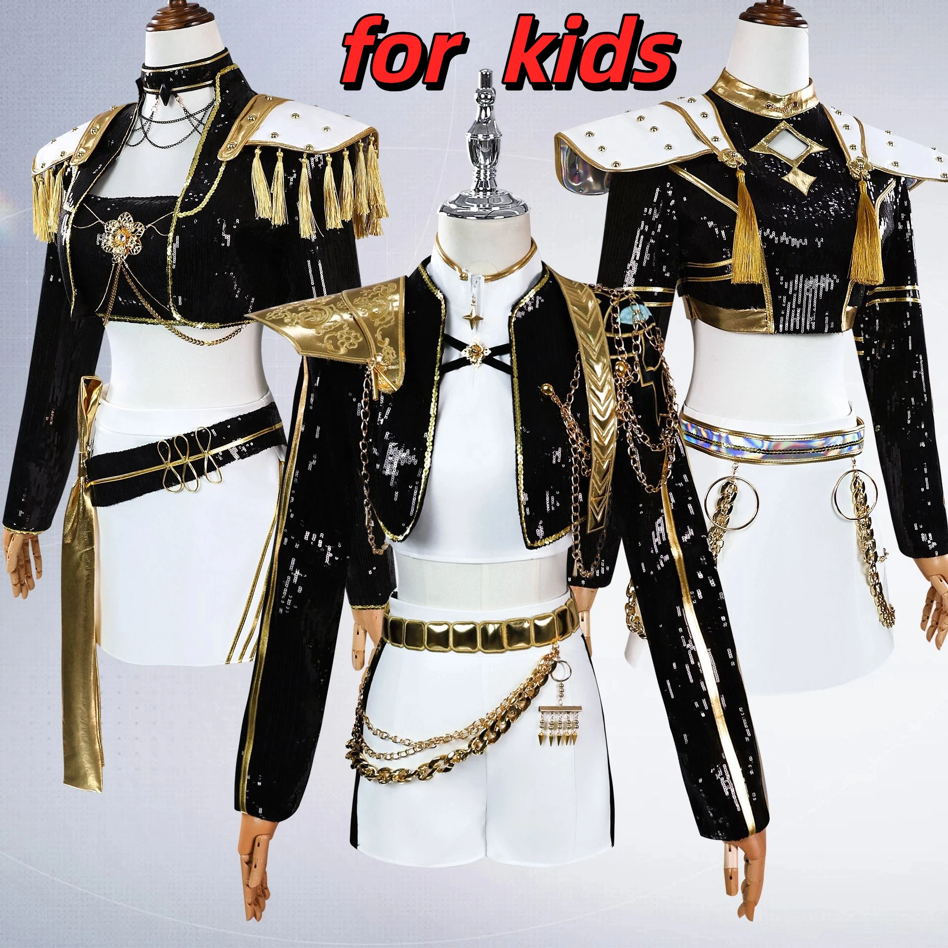 Kids Girls Rumi Zoey Mira Cosplay Costume Black Golden Shiny Uniform KPop Demon Hunters Costume Outfit for Child Halloween Dress
Kids Girls Rumi Zoey Mira Cosplay Costume Black Golden Shiny Uniform KPop Demon Hunters Costume Outfit for Child Halloween Dress