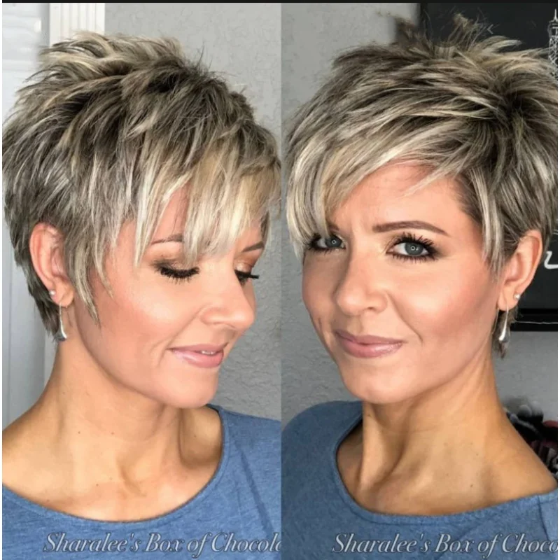 Hair Wig European and American Style Women's Short Straight Hair Side Part Mixed Color Machine-Made Synthetic Wig Pixie Wigs
Hair Wig European and American Style Women's Short Straight Hair Side Part Mixed Color Machine-Made Synthetic Wig Pixie Wigs
