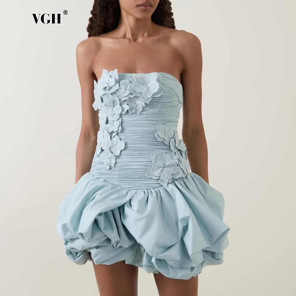 VGH Sexy Slimming Spliced Appliques Ball Gown for Women Strapless High Waist Wedding Guest Party Mini Dreess Female Summer New
VGH Sexy Slimming Spliced Appliques Ball Gown for Women Strapless High Waist Wedding Guest Party Mini Dreess Female Summer New