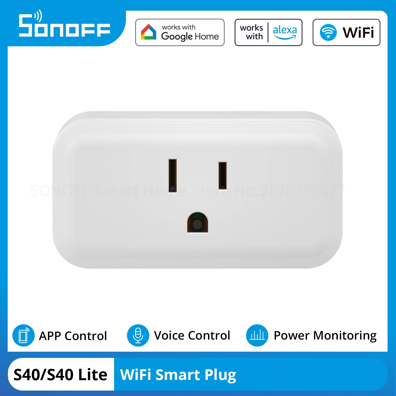 SONOFF S40/S40 Lite 15A Wi-Fi Smart Plug Electricity Statistics Over-load Protection Remote Voice Control eWeLink Alexa Google
SONOFF S40/S40 Lite 15A Wi-Fi Smart Plug Electricity Statistics Over-load Protection Remote Voice Control eWeLink Alexa Google