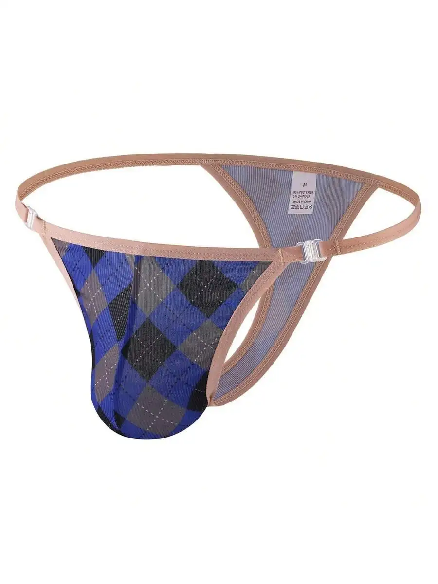 Mens Low Waist Plaid Thong Underwear Breathable Ribbed Polyester
Mens Low Waist Plaid Thong Underwear Breathable Ribbed Polyester