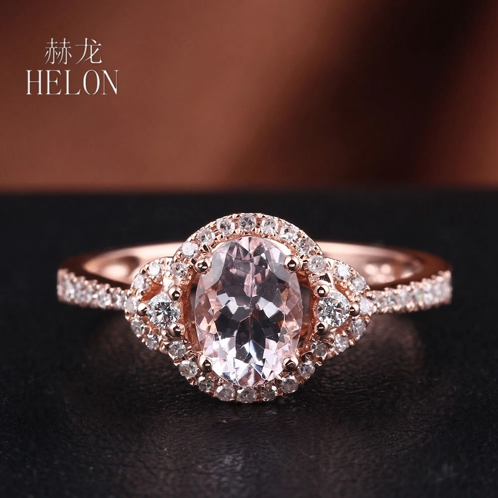 HELON Твердое 14K розовое золото овальной 5x7 мм натуральный морганит бриллианты обручальное кольцо винтажный кластер свадебные подарки на годовщину свадьбы
HELON Твердое 14K розовое золото овальной 5x7 мм натуральный морганит бриллианты обручальное кольцо винтажный кластер свадебные подарки на годовщину свадьбы