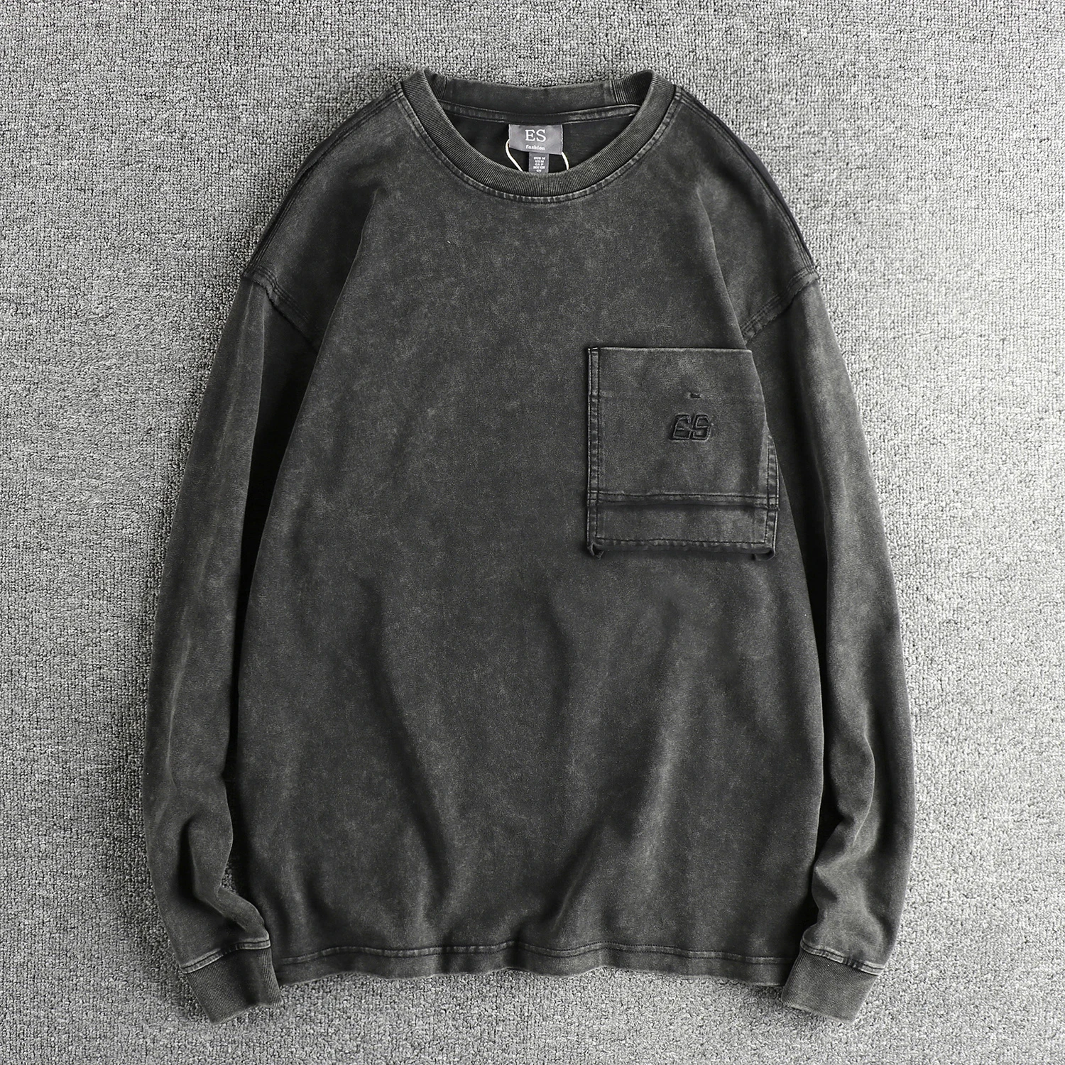 Retro Wax Dye Washed Long Sleeve T-Shirt Men's Cuff Design Embroidered Pocket Loose Tee Casual Style Cotton Spring Autumn Wear
Retro Wax Dye Washed Long Sleeve T-Shirt Men's Cuff Design Embroidered Pocket Loose Tee Casual Style Cotton Spring Autumn Wear