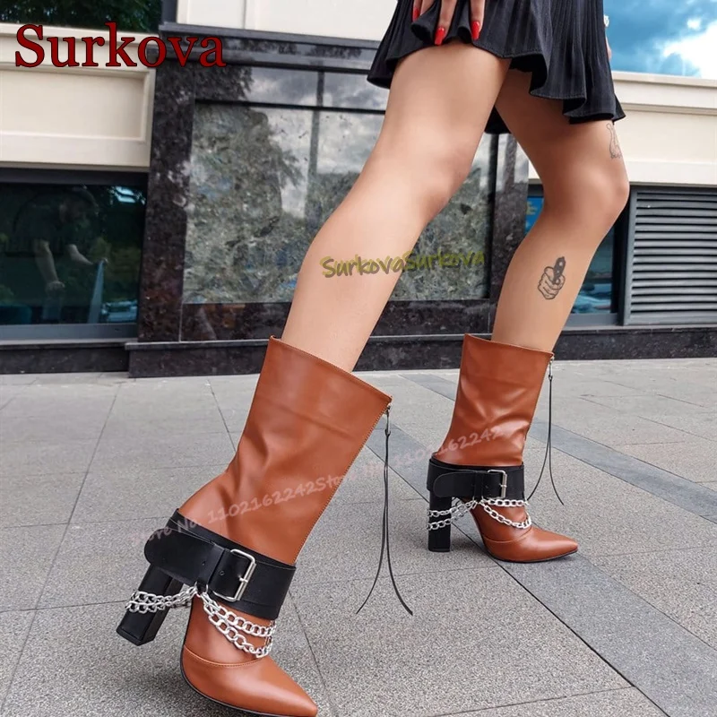 Vintage Genuine Leather Belt Buckle Ankle Boots Pointed Toe Thick Heel Chain Zipper Fashion Boots Catwalk Formal Women'S Boots
Vintage Genuine Leather Belt Buckle Ankle Boots Pointed Toe Thick Heel Chain Zipper Fashion Boots Catwalk Formal Women'S Boots