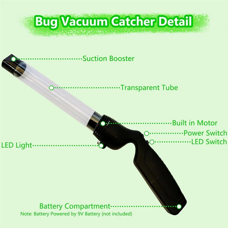 N08R 2 Pack Bug Vacuum Catcher Small Insect Catcher Tool With LED Light Bug Sucker For Home Garden Insect Catcher
N08R 2 Pack Bug Vacuum Catcher Small Insect Catcher Tool With LED Light Bug Sucker For Home Garden Insect Catcher