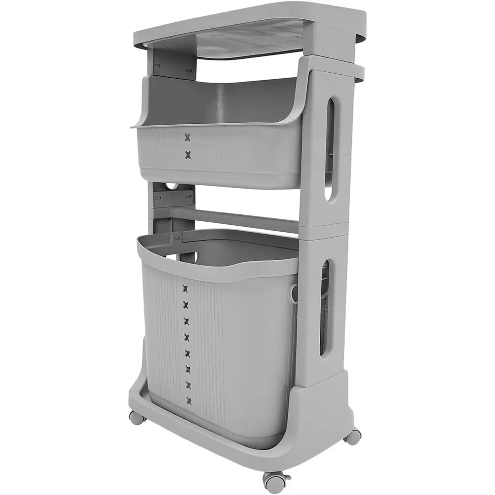 Трехуровневая тележка для белья на колесиках со съемными корзинами для портативной сортировки одежды
Трехуровневая тележка для белья на колесиках со съемными корзинами для портативной сортировки одежды