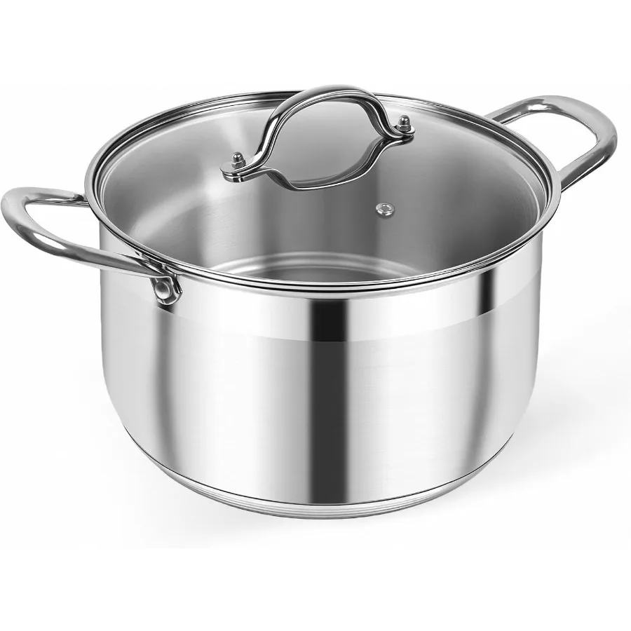 8 Quart Heavy Duty Stainless Steel Stock Pot with Visible Lid for Pasta Soup Spaghetti Nonstick Thick Bottom Cooking Vessel Ide
8 Quart Heavy Duty Stainless Steel Stock Pot with Visible Lid for Pasta Soup Spaghetti Nonstick Thick Bottom Cooking Vessel Ide