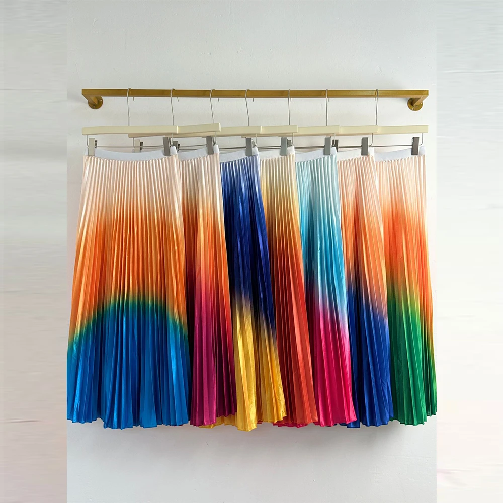 Женские длинные юбки 20246, новая мода градиентного цвета, весна-лето, плиссированная юбка до середины икры, женская повседневная шикарная юбка с высокой талией Falda
Женские длинные юбки 20246, новая мода градиентного цвета, весна-лето, плиссированная юбка до середины икры, женская повседневная шикарная юбка с высокой талией Falda