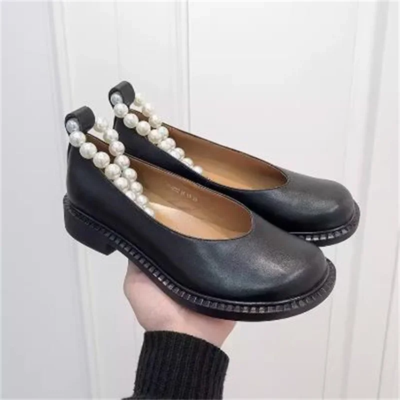 Pearls Shoes For Ladies Round Toes Women Low Heels Mary Janes Chain Chassure Femme Ankle Strap Female Sewing Lines Zapatos Mujer
Pearls Shoes For Ladies Round Toes Women Low Heels Mary Janes Chain Chassure Femme Ankle Strap Female Sewing Lines Zapatos Mujer