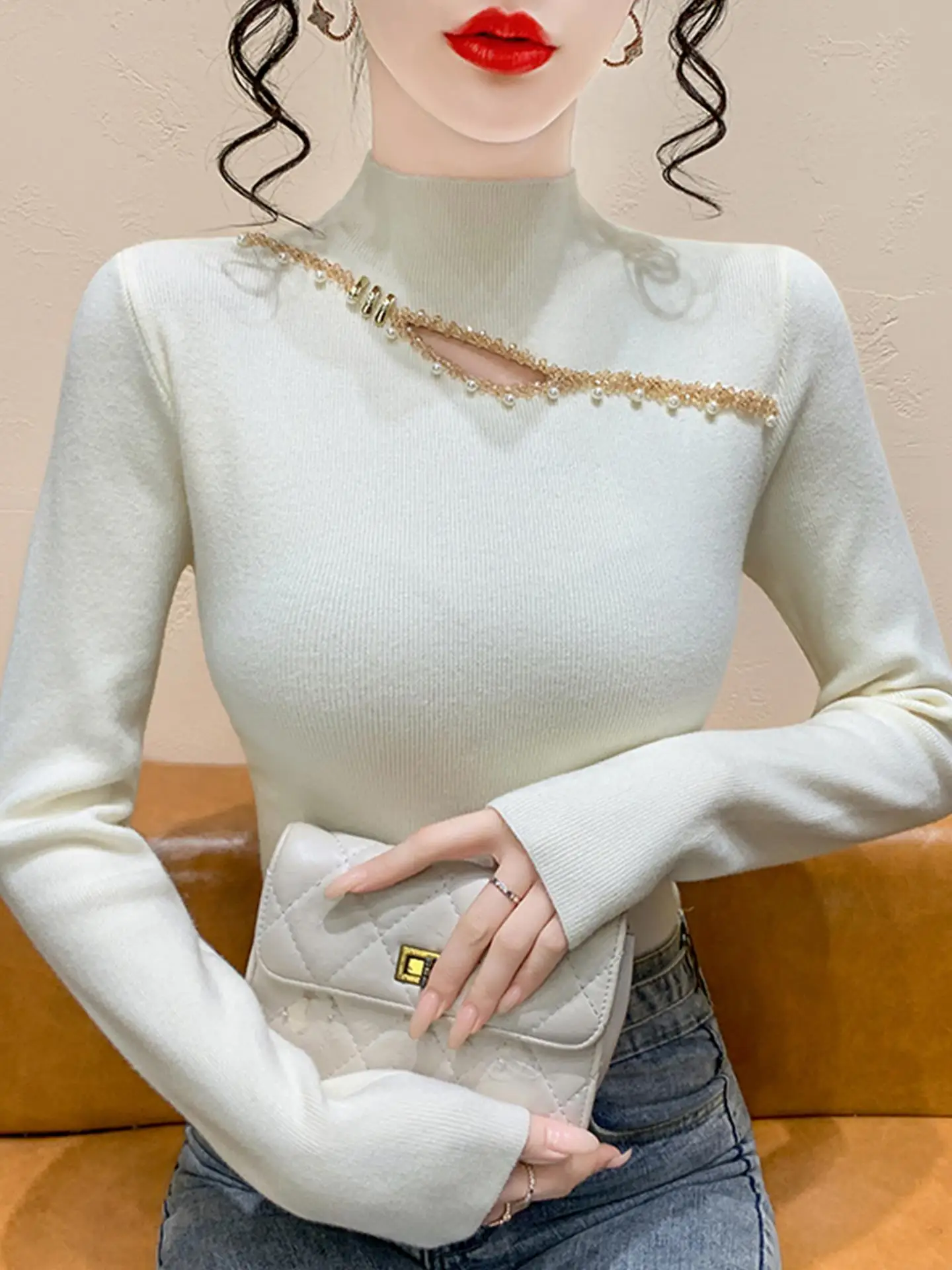 Женский вязаный базовый слой верхней одежды с вырезами и тяжелой вышивкой, с высоким воротником, осенне-зимний, для ношения под одеждой, свитер, уникальный дизайн...
Женский вязаный базовый слой верхней одежды с вырезами и тяжелой вышивкой, с высоким воротником, осенне-зимний, для ношения под одеждой, свитер, уникальный дизайн...