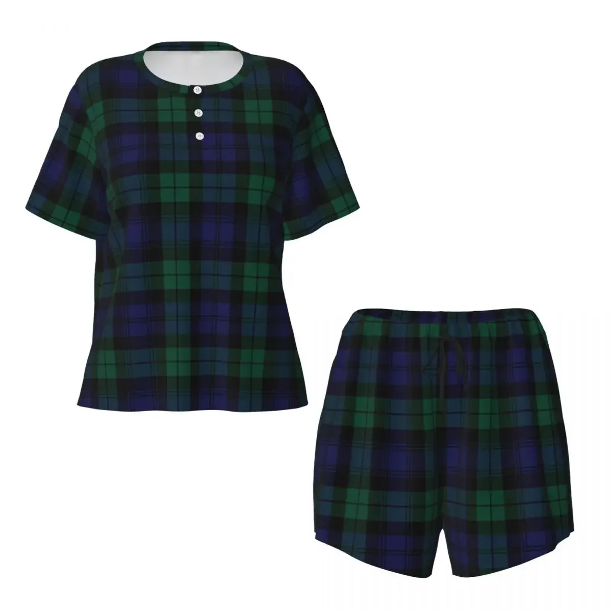Blackwatch Tartan Modern Cute Blue And Green Plaid Round Neck Short Sleeve Nightgowns for Sleeping Women Pajama Set Short Pants
Blackwatch Tartan Modern Cute Blue And Green Plaid Round Neck Short Sleeve Nightgowns for Sleeping Women Pajama Set Short Pants