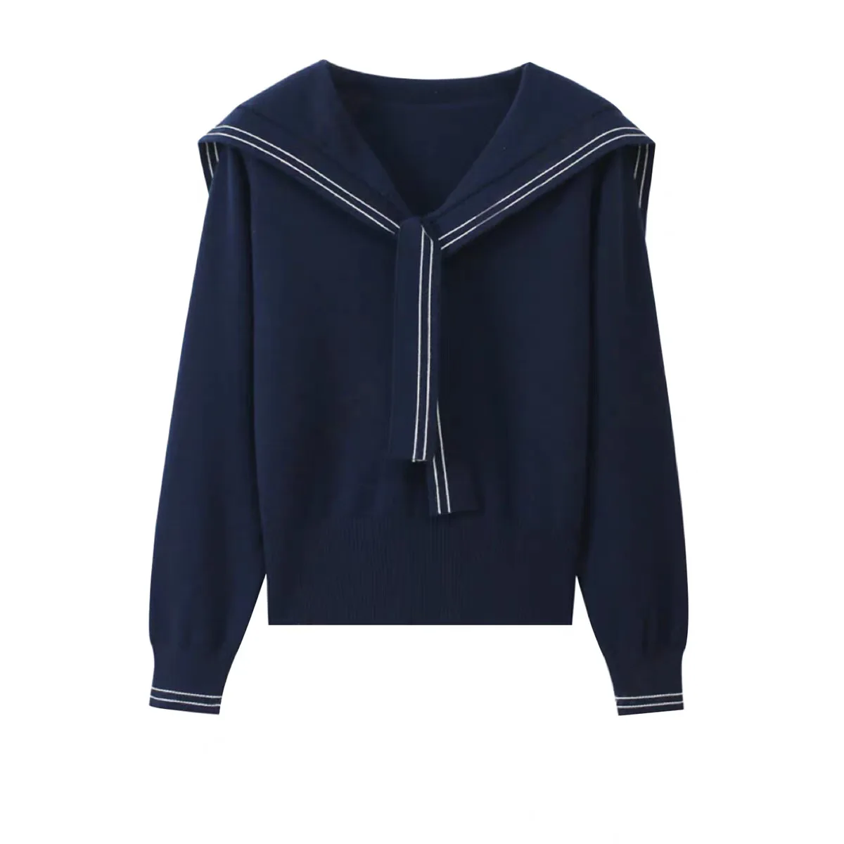 Korean Women Sailor Collar Sweater Preppy Style Lace-up Stripe Knitted Top Spring Autumn Casual Fashion Sweet Pullover Tops
Korean Women Sailor Collar Sweater Preppy Style Lace-up Stripe Knitted Top Spring Autumn Casual Fashion Sweet Pullover Tops