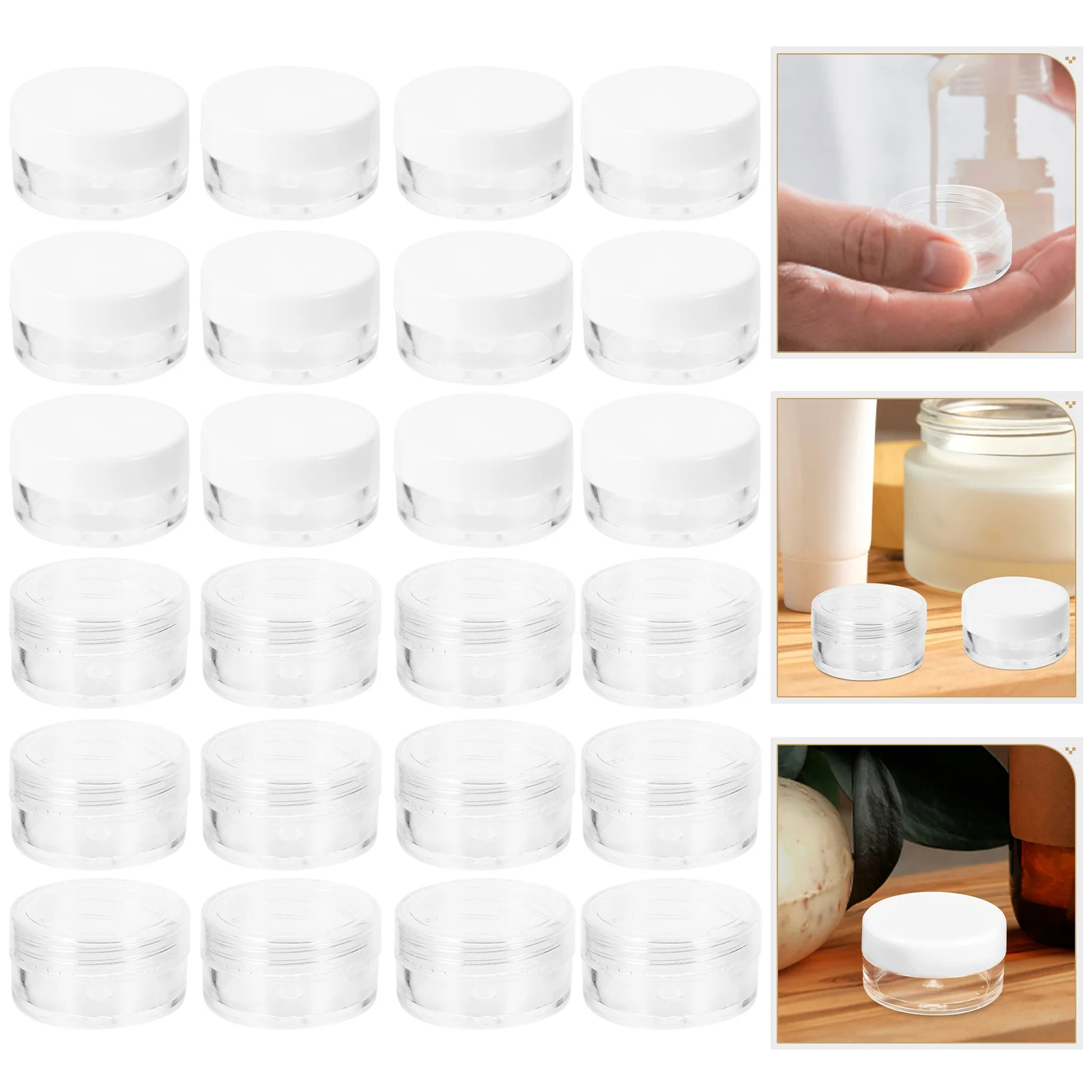 50 Pcs Empty Plastic Containers Refillable Cream Jars Travel Size Small Round pots for Cosmetics Body Scrub Storage
50 Pcs Empty Plastic Containers Refillable Cream Jars Travel Size Small Round pots for Cosmetics Body Scrub Storage