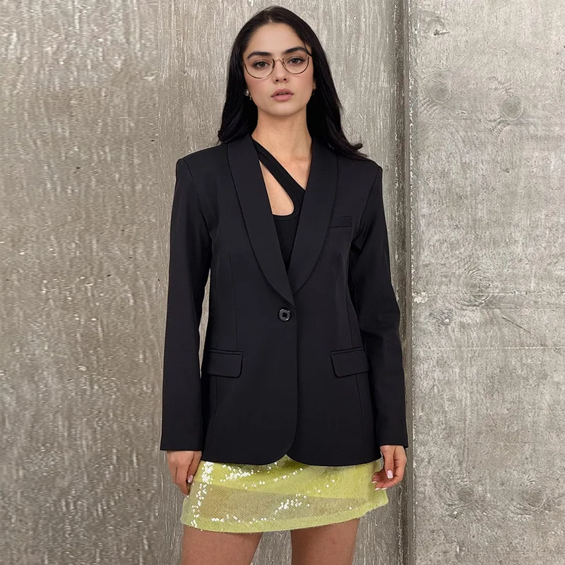 Черный профессиональный женский пиджак: универсальный, модный, для повседневной носки, из полиэстера, удлиненный, размер S
Черный профессиональный женский пиджак: универсальный, модный, для повседневной носки, из полиэстера, удлиненный, размер S