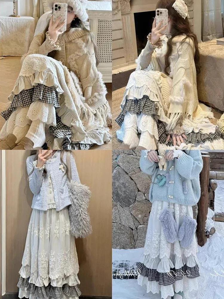 Slimming Plaid Lace A-Line Skirt Women's Fashion Spring Autumn High Waist Sweet Style Long Skirt Commute Korean Version
Slimming Plaid Lace A-Line Skirt Women's Fashion Spring Autumn High Waist Sweet Style Long Skirt Commute Korean Version