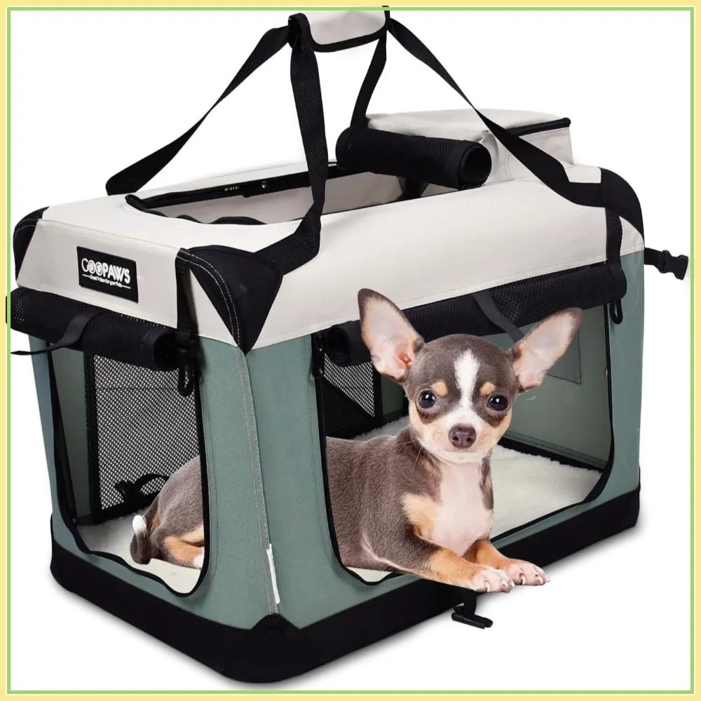Soft Dog Crate for Travel, 3-Door Folding Pet Carrier with Fleece Mat, Indoor & Outdoor Use (Small, Shale Green)
Soft Dog Crate for Travel, 3-Door Folding Pet Carrier with Fleece Mat, Indoor & Outdoor Use (Small, Shale Green)