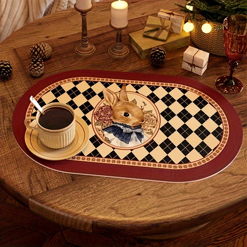 Chic Diamond-Patterned Rabbit Oval Table Mat
Chic Diamond-Patterned Rabbit Oval Table Mat