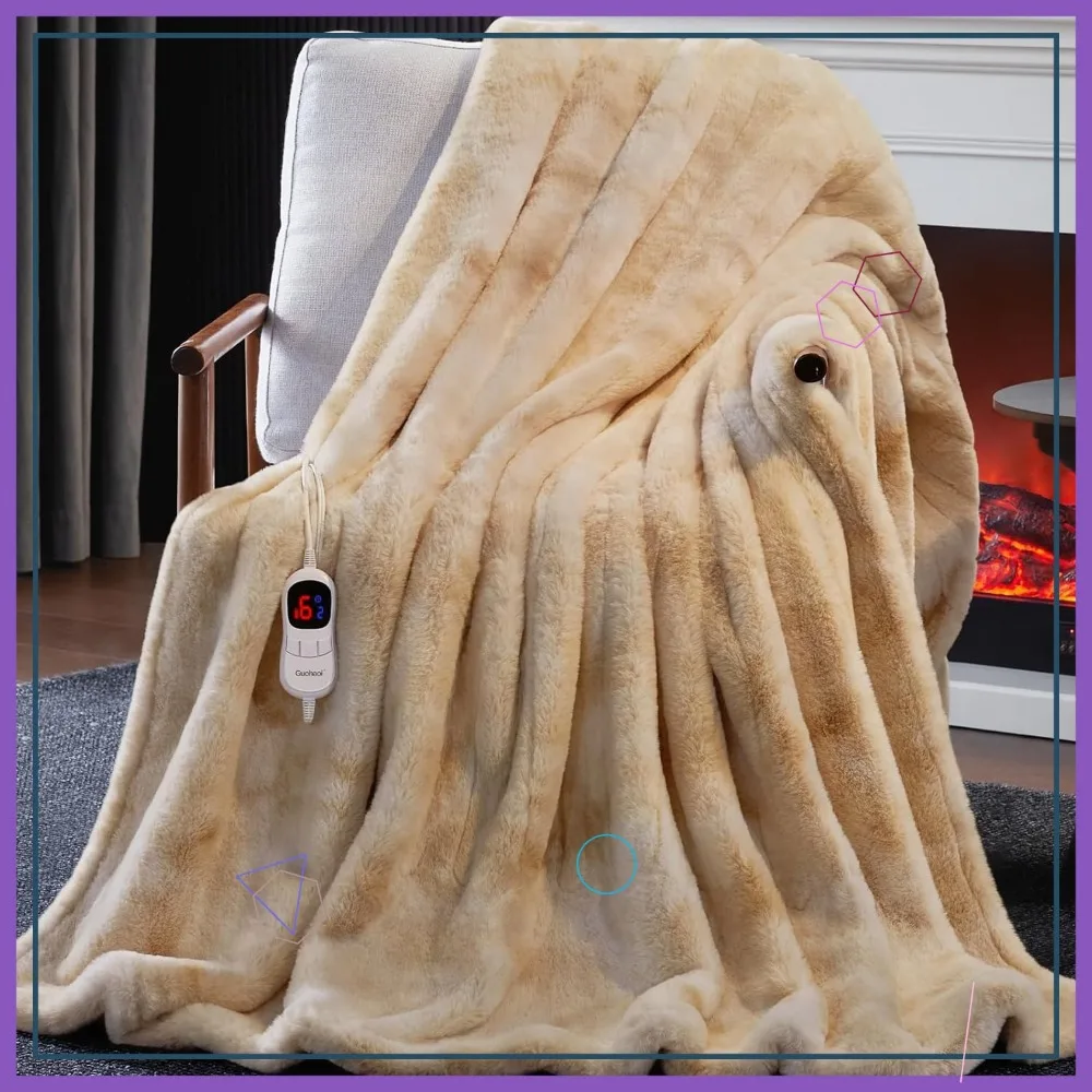 Soft Faux Fur Electric Heated Blanket with 10 Heat Levels, Timer, Auto-Off, Machine Washable (50x60 Beige)
Soft Faux Fur Electric Heated Blanket with 10 Heat Levels, Timer, Auto-Off, Machine Washable (50x60 Beige)