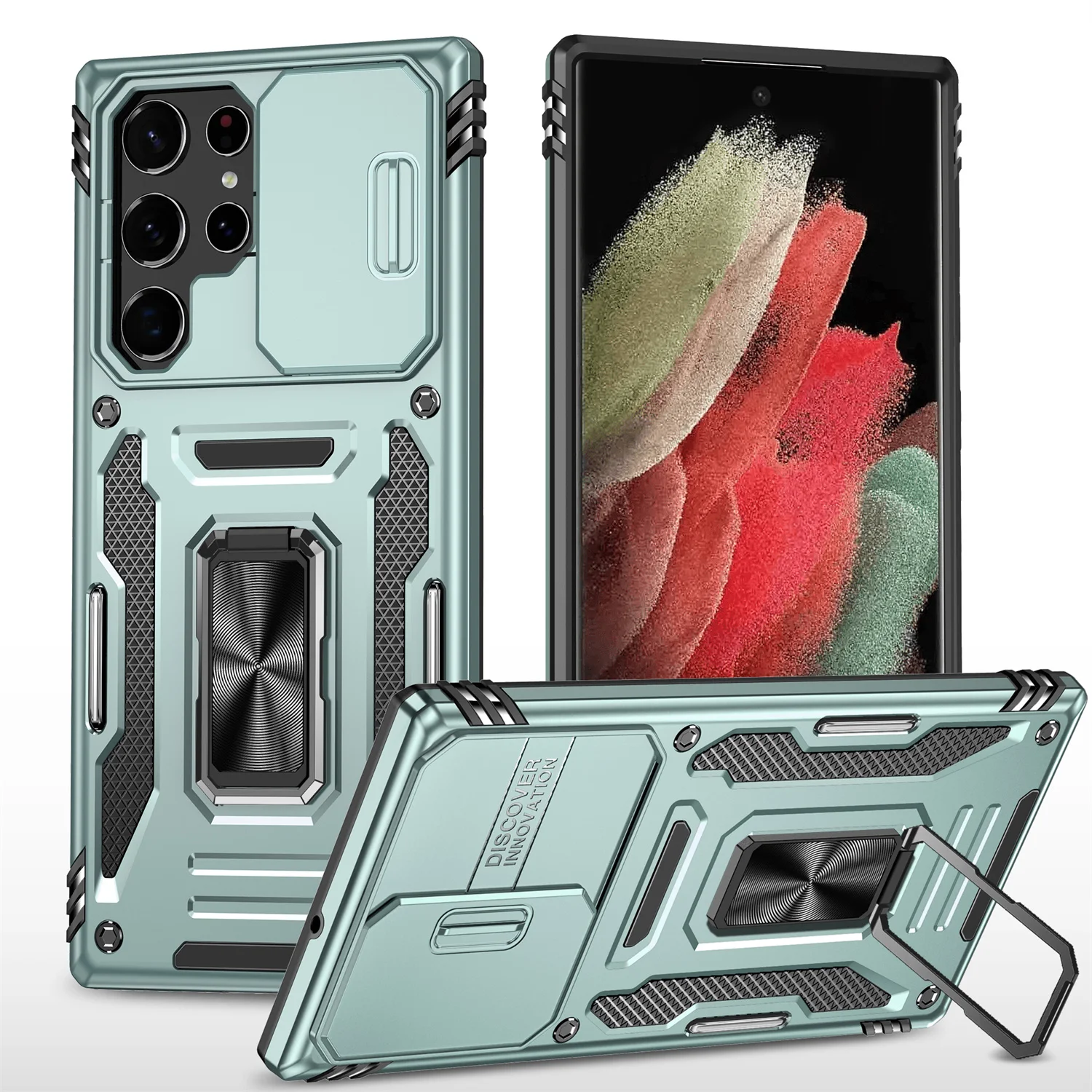 Military Grade Protection Slide Camera Metal Ring Holder Armor Case for Galaxy S24 Ultra S20 S21 S22 Plus S23 FE Defender Cover
Military Grade Protection Slide Camera Metal Ring Holder Armor Case for Galaxy S24 Ultra S20 S21 S22 Plus S23 FE Defender Cover