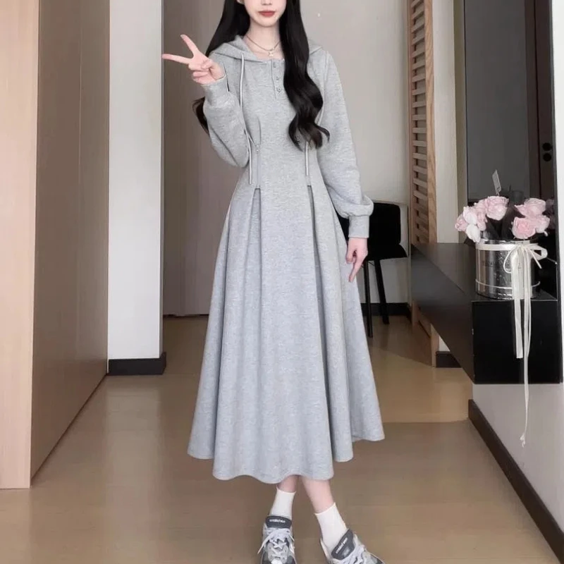 Autumn Winter Style Drawstring Pleated Hooded Sweatshirt A-line Skirt Women's Clothing with for Slimming Waist Cinching Dresses
Autumn Winter Style Drawstring Pleated Hooded Sweatshirt A-line Skirt Women's Clothing with for Slimming Waist Cinching Dresses