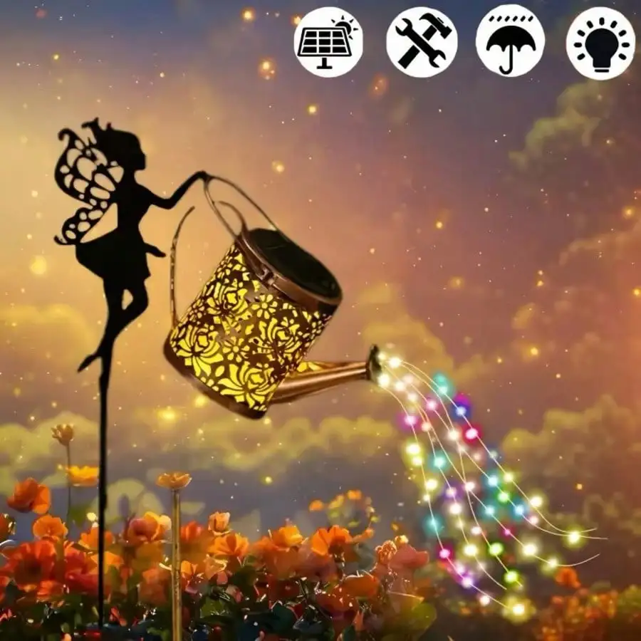 IP65 Solar-Powered Watering Can Outdoor Garden Light, Solar Hanging Watering Can Light, Santa Claus Carrying A Teapot Watering Light, High Brightness Flowing Light, Suitable For Christmas Decorations In Gardens, Lawns, And Patios. Outdoor Garden Solar Lig
IP65 Solar-Powered Watering Can Outdoor Garden Light, Solar Hanging Watering Can Light, Santa Claus Carrying A Teapot Watering Light, High Brightness Flowing Light, Suitable For Christmas Decorations In Gardens, Lawns, And Patios. Outdoor Garden Solar Lig