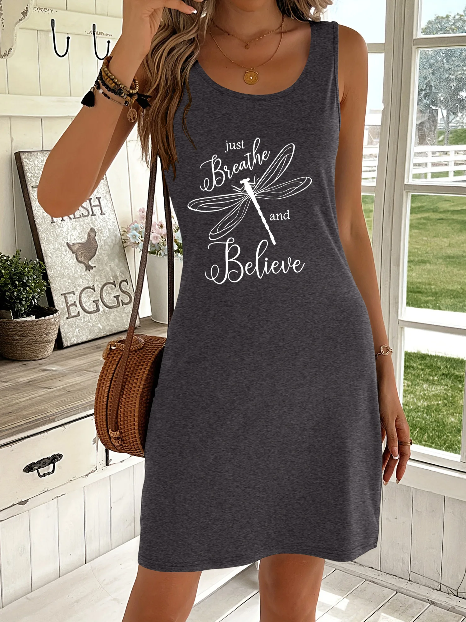 Women Casual Sleeveless Tank Dress Summer Loose Fit U-Neck A-Line Mini Dress Inspirational Dragonfly Letter Print
Women Casual Sleeveless Tank Dress Summer Loose Fit U-Neck A-Line Mini Dress Inspirational Dragonfly Letter Print