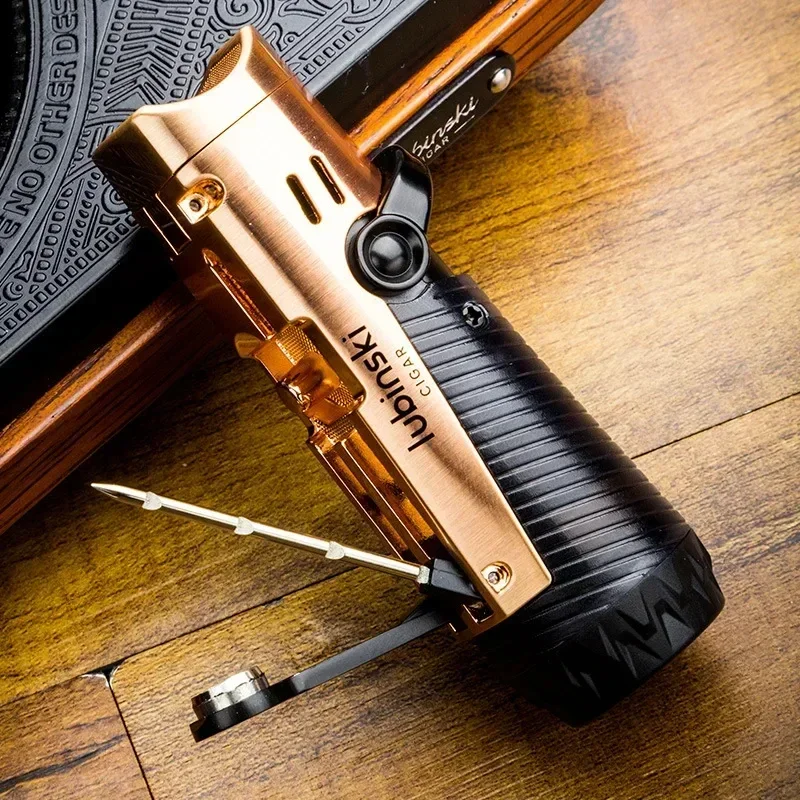 LUBINSKI Creative Metal Gas Turbo Lighter Outdoor Portable Windproof Torch Jet Lighters with Cigar Special Tool Men's Gift
LUBINSKI Creative Metal Gas Turbo Lighter Outdoor Portable Windproof Torch Jet Lighters with Cigar Special Tool Men's Gift