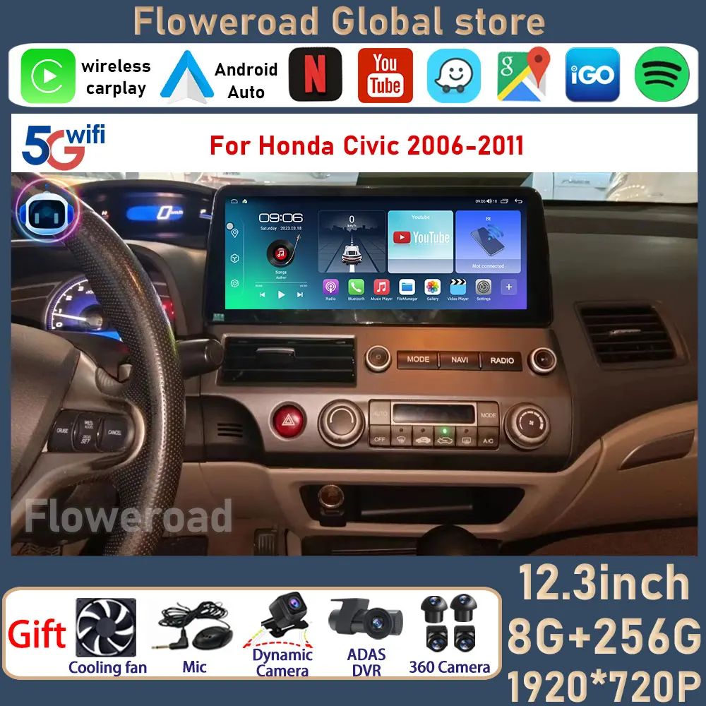12,3 дюймовый Android для Honda Civic 2006 - 2011 Android автомобильный DVD-плеер Радио беспроводной Carplay GPS Мультимедийная навигация BT5.0
12,3 дюймовый Android для Honda Civic 2006 - 2011 Android автомобильный DVD-плеер Радио беспроводной Carplay GPS Мультимедийная навигация BT5.0